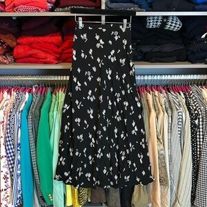 Vintage David Dart black with white print maxi skirt size S